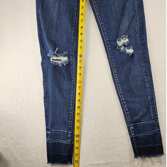 American Eagle Jeans Size 2 Womens Super Stretch Jegging Distressed Raw Hem - Picture 10 of 16